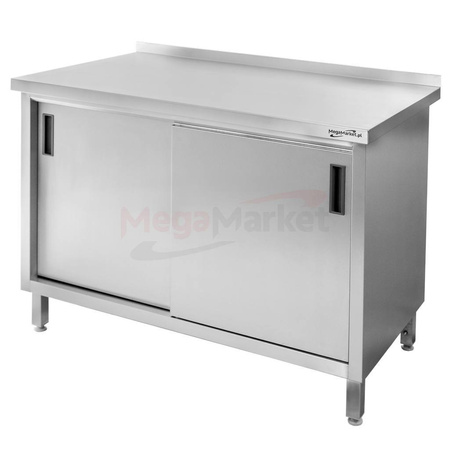 Stół gastronomiczny ze stali nierdzewnej spawany przyścienny z szafką Mega-M 100x60x85 cm