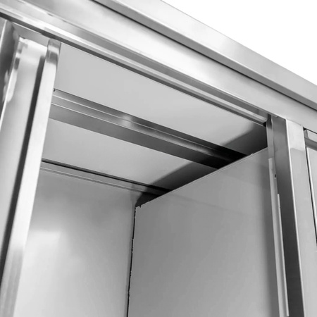 Stół gastronomiczny ze stali nierdzewnej przyścienny z szafką i szufladami Mega-M 140x70x85 cm