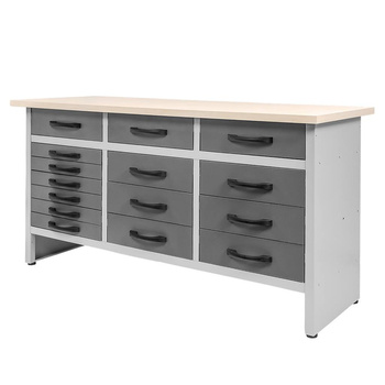 Stół warsztatowy Mega-M HANDYMAN S-160cm x G-60 cm x H-85 cm 15 szuflad grafit N