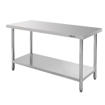 Stół ze stali nierdzewnej centralny z półką Mega-M STANDARD S-150 cm G-70 cm H-85 cm N
