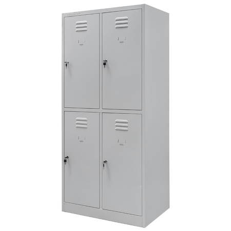 Szafka ubraniowa skrytkowa BHP Mega-M J-80/4 4 drzwiowa szara S-80 cm G-50 cm H-180 cm skręcana N
