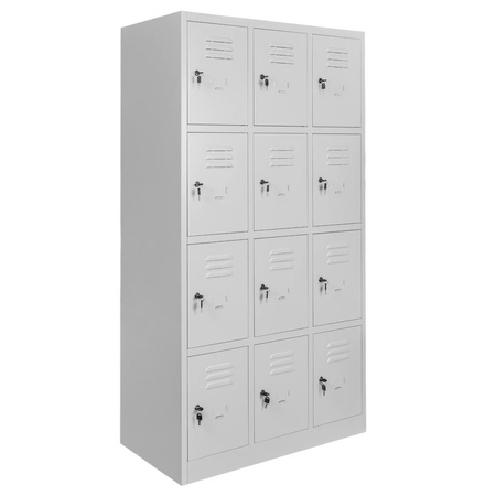 Szafka skrytkowa BHP Mega-M J-90/12 12 drzwiowa szara S-90 cm G-50 cm H-180 cm skręcana N