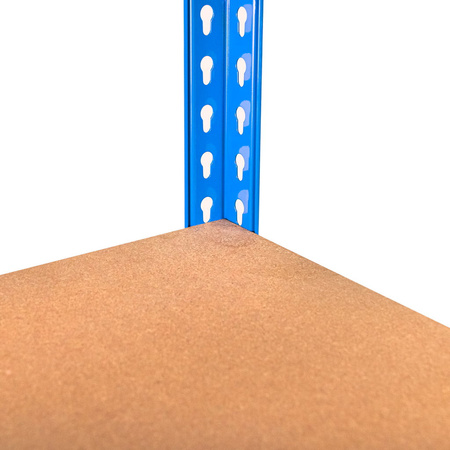 Regał magazynowy Mega-M PRO MAX H-180 cm L-180 cm G-60 cm 4 półki z MDF 15 mm 500 kg niebiesko-pomarańczowy
