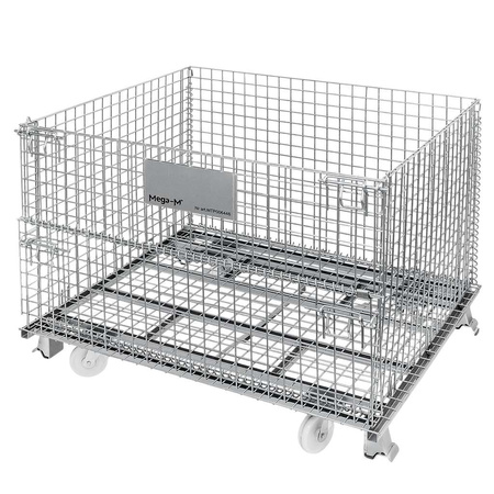 Pojemnik siatkowy gitterbox z kołami Mega-M 120x100x89 cm kosz metalowy składany