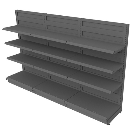Regał sklepowy Mega-M Basic przyścienny H-225 cm L-303 cm antracyt