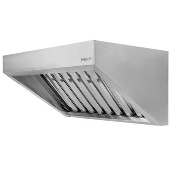 Okap gastronomiczny skośny ze stali nierdzewnej Mega-M S-100 cm G-100 cm H-50 cm N