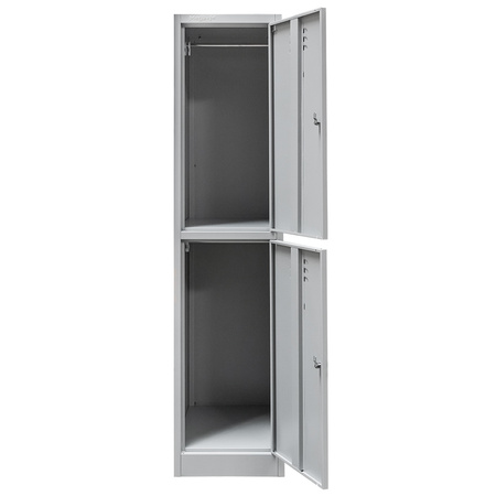 Szafka ubraniowa skrytkowa BHP Mega-M J-40/2 2 drzwiowa szara S-40 cm G-50 cm H-180 cm skręcana N
