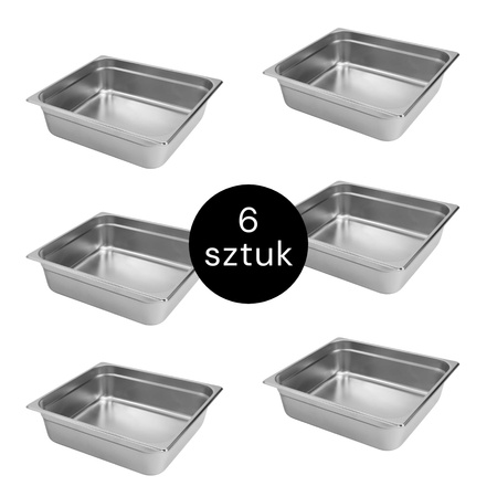 Pojemnik GN 2/3 ze stali nierdzewnej Mega-M 35,3x32,5x10 cm zestaw 6 szt.