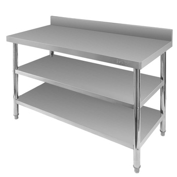 Stół ze stali nierdzewnej przyścienny z 2-ma półkami Mega-M X STANDARD S-120cm G-70 cm H-85 cm N