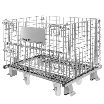 Pojemnik siatkowy gitterbox z kołami Mega-M 80x60x64 cm kosz metalowy składany