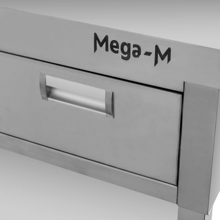 Stół gastronomiczny ze stali nierdzewnej przyścienny z półką i 3 szufladami Mega-M 100x60x85 cm
