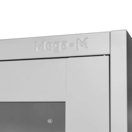 Szafa biurowa metalowa Mega-M WENUS W-05 na dokumenty przeszklone drzwi szara  S- 90 cm G- 40 cm H-185 cm skręcana N