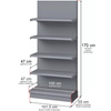 Regał sklepowy Mega-M Merkury przyścienny H-170 cm L-101,5 cm G-47 cm moduł dostawny grafitowy