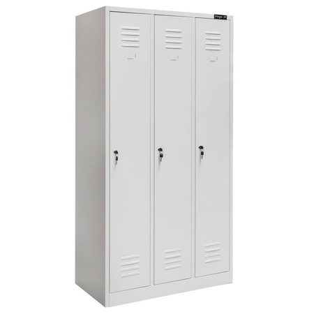 Szafka ubraniowa BHP Mega-M J-90 3 drzwiowa szara S-90 cm G-50 cm H-180 cm skręcana N