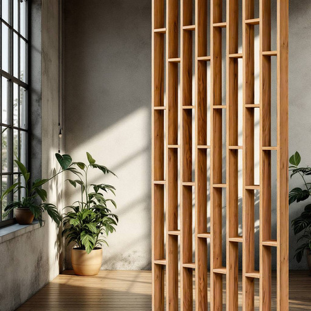 Lamel sufitowy/ścienny podwieszany modułowy Mega-M H-250 cm L-96 cm G-10 cm dąb kraft