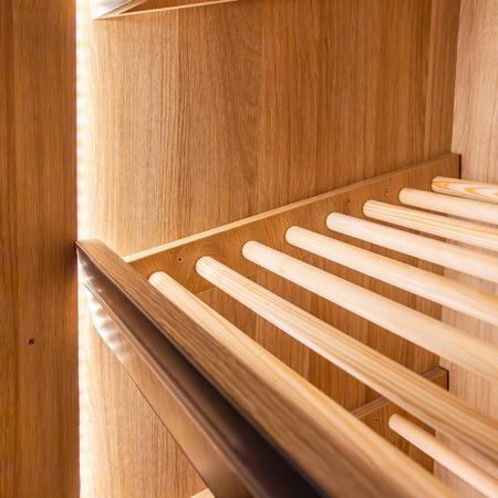 Regał na pieczywo z szybą Mega-M H-205 cm L-100 cm G-58 cm dąb amerykański