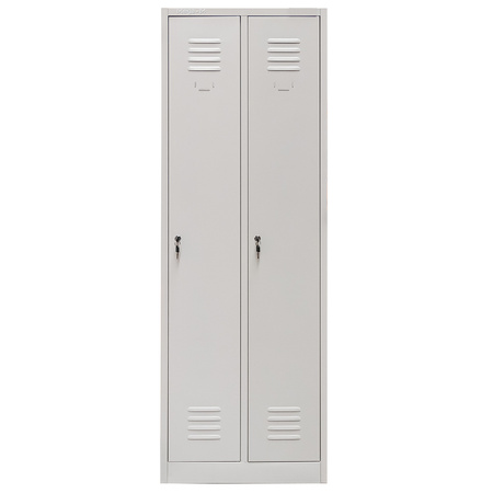 Szafka ubraniowa BHP Mega-M J-60 2 drzwiowa z przegrodami szara S-60 cm G-50 cm H-180 cm skręcana