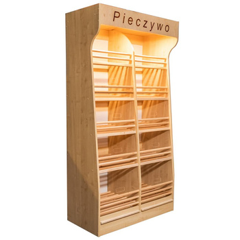 Regał na pieczywo H-200 cm L-100 cm G-50 cm plexi oświetlenie LED dąb sonoma