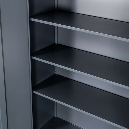 Szafa biurowa metalowa na dokumenty Mega-M pełne drzwi S-100 cm G-40 cm H-185 cm grafitowa