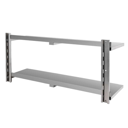 Półka ze stali nierdzewnej wisząca dwupoziomowa Mega-M 150x30 cm