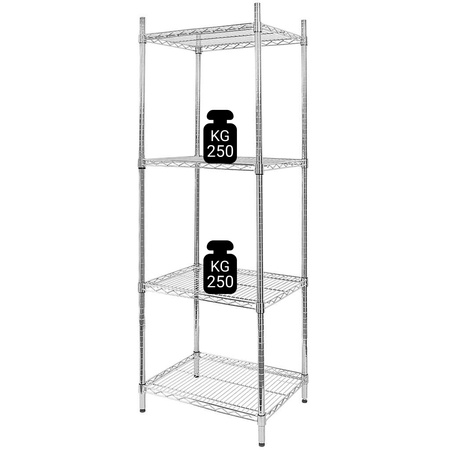 Regał gastronomiczny druciany chromowany Mega-M 4-półkowy 60x60x180 cm