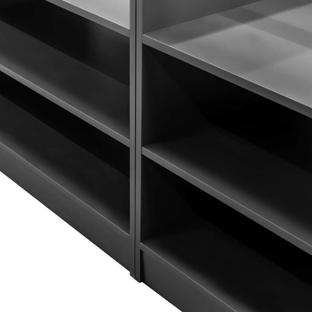 Lada sklepowa sprzedażowa impulsowa z przeszkloną górą i frontem Mega-M H-90 cm L-270 cm G-60 cm antracyt/blat dąb kraft