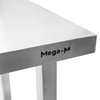 Stół gastronomiczny ze stali nierdzewnej centralny z półką i 6 nogami Mega-M 220x70x85 cm