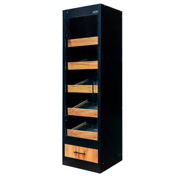 Regał na pieczywo Mega-M moduł z szybą LED H-205 cm L-60 cm G-58 cm czarny / dąb kraft N
