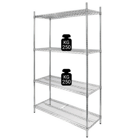Regał gastronomiczny druciany chromowany Mega-M 4-półkowy 90x60x180 cm