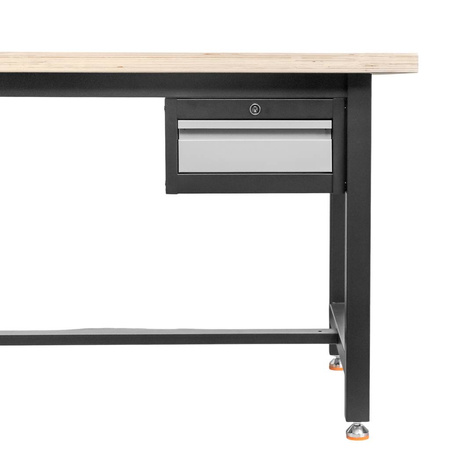 Stół warsztatowy z szafką narzędziową z szufladą Mega-M S-180 cm grafitowy szary front