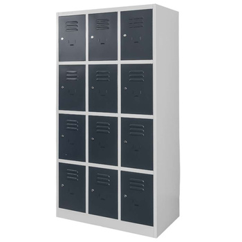 Szafka skrytkowa BHP Mega-M 12 skrytek 90x50x180 cm szara grafitowy front