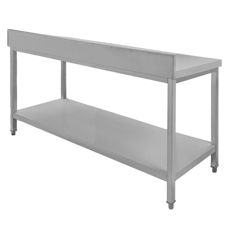 Stół ze stali nierdzewnej przyścienny z półką Mega-M S-140 cm G-60 cm H-85 cm N