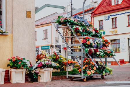 Wózek duński na kwiaty Mega-M baza+3 półki pochylny