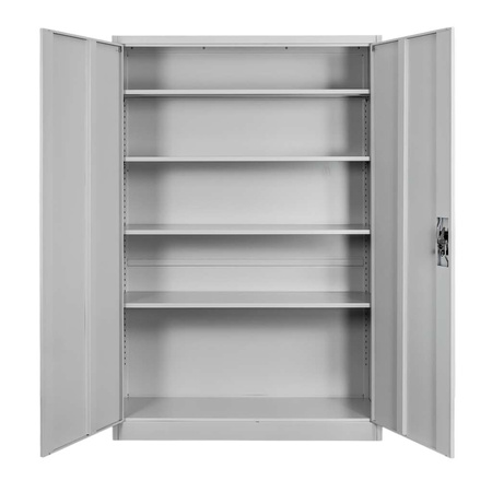 Szafa biurowa metalowa na dokumenty Mega-M pełne drzwi S-120 cm G-40 cm H-185 cm szara