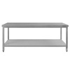 Stół ze stali nierdzewnej centralny z półką Mega-M S-200 cm G-60 cm H-85 cm N