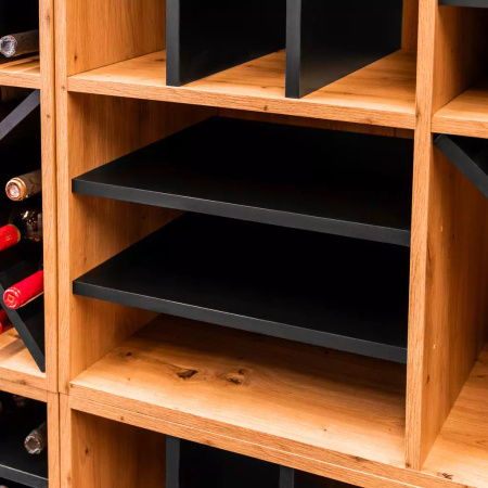 Moduł regału ozdobnego na wino/alkohole mocne Mega-M H-86 cm L-100 cm G-40 cm dąb artisan/czarny