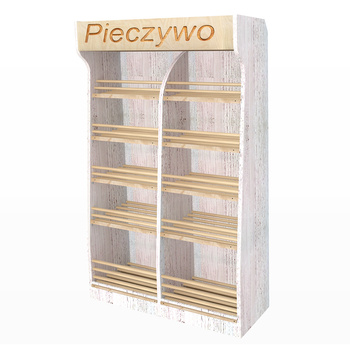 Regał na pieczywo Mega-M T H-200 cm L-100 cm G-50 cm plexi oświetlenie LED sosna bielona N