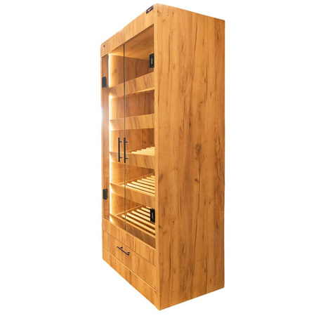 Regał na pieczywo Mega-M moduł z szybą LED H-205 cm L-100 cm G-58 cm dąb kraft N