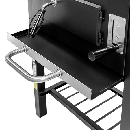 Grill ogrodowy węglowy z pokrywą Mega-M 1x stolik boczny 42x30 cm