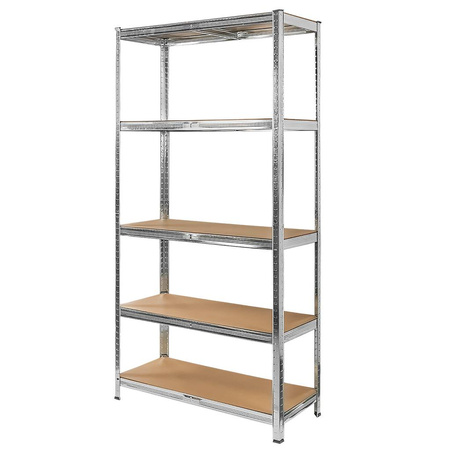 Regał magazynowy Mega-M Basic H-205 cm L-100 cm G-40 cm 5 półek z MDF 4 mm (175kg) ocynk N