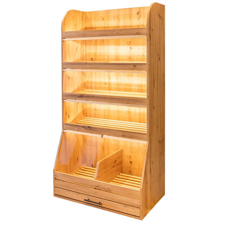 Regał na pieczywo z plexi oświetlenie LED H- 205 cm L- 100 cm G- 60 cm Dąb Artisan 5307 N