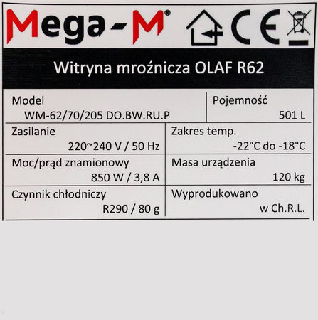 Witryna mroźnicza Mega-M OLAF R62 N