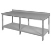 Stół ze stali nierdzewnej przyścienny z półką i 6 nogami Mega-M S-220 cm G-80 cm H-85 cm N