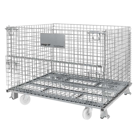 Pojemnik siatkowy gitterbox z kołami Mega-M 120x100x89 cm kosz metalowy składany