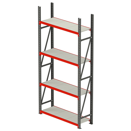 Regał metalowy magazynowy 4-półkowy Mega-M FORTIS H240 cm L-167 cm G-40 cm moduł bazowy