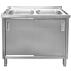 Zlew gastronomiczny spawany dwukomorowy z szafką Mega-M 100x60x85 cm stal nierdzewna