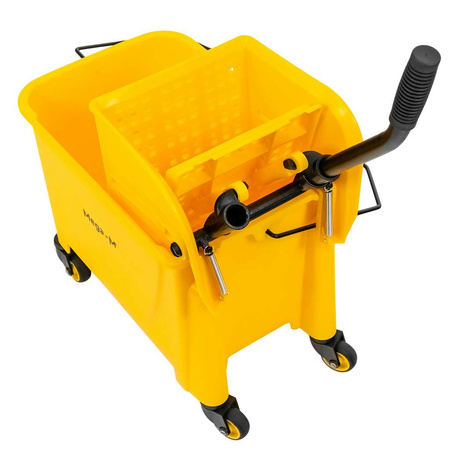 Wózek hotelowy do sprzątania Mega-M  jednowiaderkowy z prasą 20L żółty