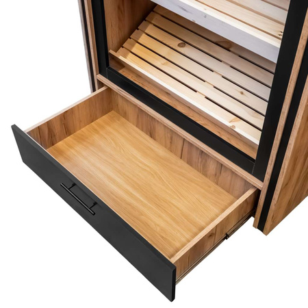 Regał na pieczywo otwarty Mega-M H- 204 cm L- 110 cm G- 62 cm dąb kraft / czarny N