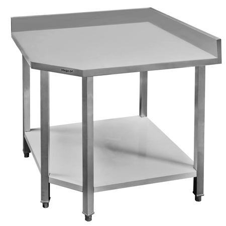 Stół gastronomiczny ze stali nierdzewnej narożny przyścienny z półką Mega-M 90x70x85 cm