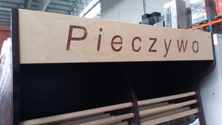 Regał na pieczywo H-200 cm L-100 cm G-50 cm oświetlenie LED orzech ciemny